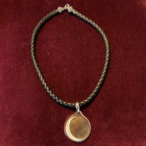 16” Black leather cord and Abilene Moon pendant